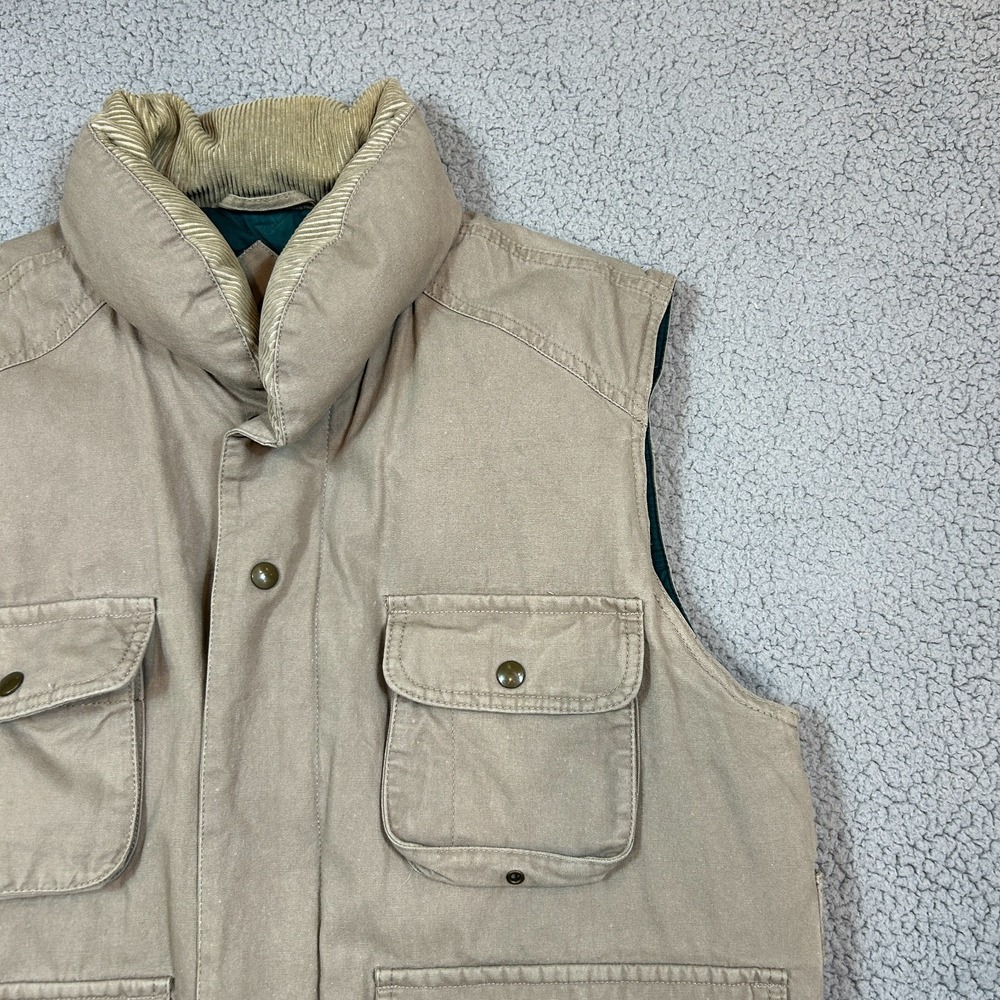 VINTAGE Eddie Bauer 1980s Vest Goose Down Quilted Corduroy Collar Size Large - Picture 2 of 7
